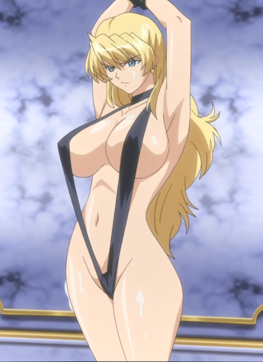 1girls ass blonde_hair blue_eyes breasts cum hips huge_breasts large_breasts long_hair revealing_clothes sara_scorpion screencap semen space_pirate_sara swimsuit thick_thighs thighs uchuu_kaizoku_sara