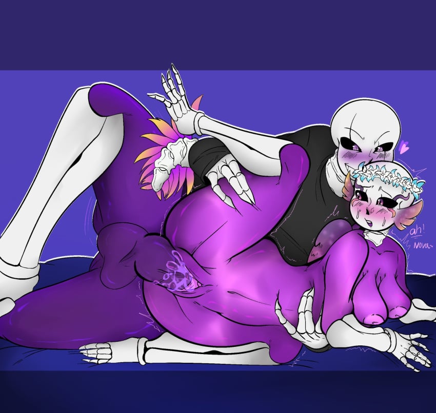 2d 2d_(artwork) 2d_artwork alternate_universe animated_skeleton blush color dialogue ectobody ectobreasts ectopenis ectopussy english english_text heart khorroux legs_apart male_penetrating oc purple_body sans sans_au sans_oc sanscest simple_background skeleton solid_color_background sweat text uncensored uncensored_breasts uncensored_penis uncensored_vagina undertale undertale_(series) undertale_au wings