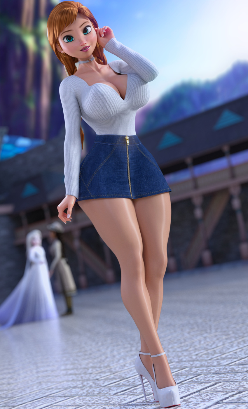 1girls 3d 3d_(artwork) anna_(frozen) athletic athletic_female big_breasts breasts busty cleavage curvaceous curvy curvy_figure disney disney_princess eyebrows eyelashes eyes female female_focus female_only fit fit_female french_nails frozen_(film) frozen_2 hair high_heels hips hourglass_figure huge_breasts human large_breasts legs light-skinned_female light_skin lips long_hair louboutin_(shoes) platform_heels princess ruidx skirt thick thick_hips thick_legs thick_thighs thighs top_heavy upper_body voluptuous voluptuous_female waist wide_hips