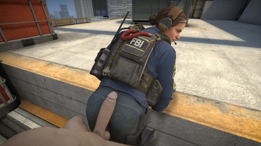 1boy 1girls 3d agent_ava ass ass assjob back_view buttjob buttjob_over_clothes clothed_female_nude_male counter-strike:_global_offensive counter-strike_(series) hot_dogging huge_ass huge_cock outdoors plop_20 tagme valve