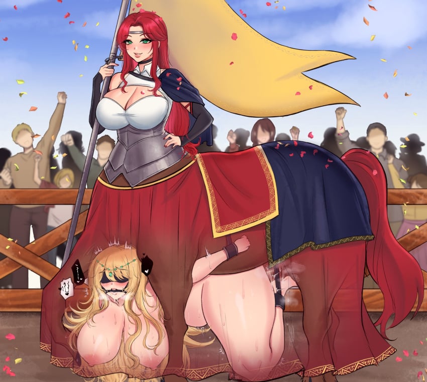 1futa 1girls animal_genitalia_on_humanoid areolae armor belly_riding big_breasts blindfold blonde_hair bondage breasts centaur clothed clothing commission completely_nude crowd duo equid_taur fantasy female femsub fully_clothed futa_centaur futa_on_female futadom futanari futanari_penetrating gag gagged green_eyes hi_res hidden hidden_bondage horse_penis horsecock horsecock_on_humanoid huge_breasts huge_cock human humanoid light-skinned_female light-skinned_futanari light_skin living_sex_toy long_hair looking_at_viewer nipples nude nude_female penetration red_hair rope rope_bondage sex smiling smiling_at_viewer sren244 standing stealth_sex sweat taur thick_thighs undercarriage x-ray