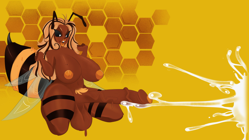 bee big_balls big_lips corruption_of_champions futanari huge_cock humanoid hybrid hyper hyper_penis insect_girl insect_humanoid insect_wings insects solo solo_female solo_focus