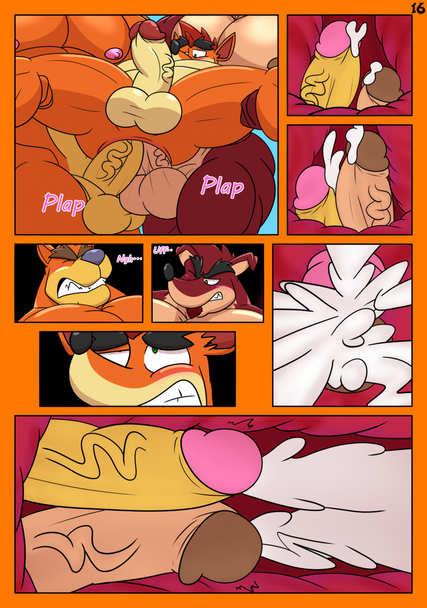 3boys anthro anthro_on_anthro anthro_penetrated anthro_penetrating anthro_penetrating_anthro anthrofied bara comic completely_nude completely_nude_male crash_(series) crash_bandicoot crunch_bandicoot cum cum_inside double_penetration erect_nipples erect_penis erection gay gay_sex humanoid humanoid_genitalia humanoid_penis internal_view interspecies looking_at_partner looking_pleasured male male/male male_only muscular muscular_anthro muscular_male nipples nude nude_male orgasm orgasm_face slash876 tiny_tiger video_games yaoi