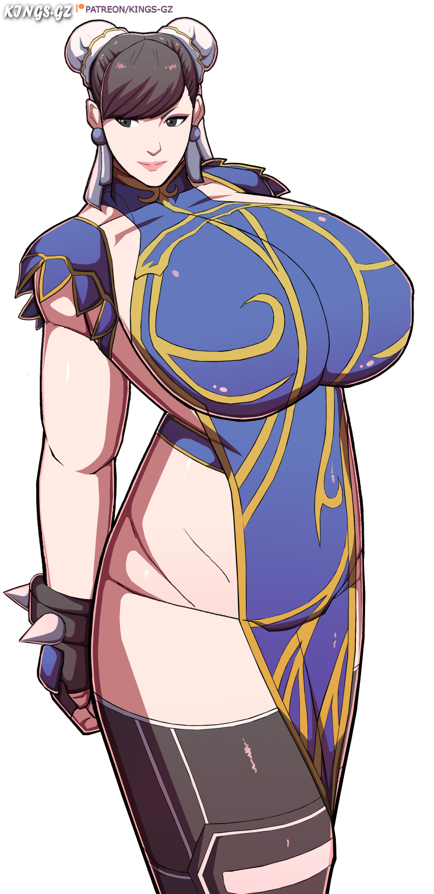 1girls alternate_costume alternate_version_available chun-li female female_only kings-gz official_alternate_costume solo street_fighter street_fighter_6 white_background