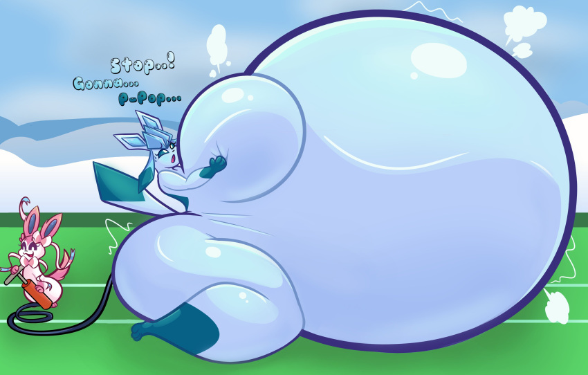 belly_inflation big_breasts breasts disco_chaos eeveelution female glaceon huge_breasts inflation pokémon_(species) pokemon sylveon