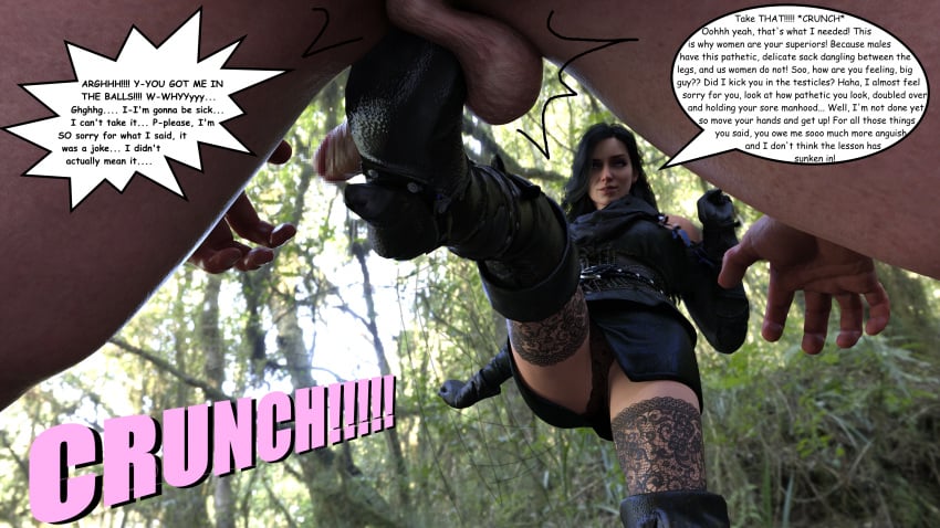 3d ballbusting castration dazbblover female femdom fighting male the_witcher_(series) yennefer