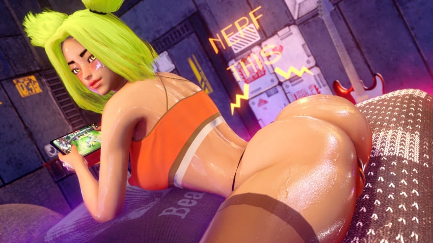 3d league_of_legends legs_spread nillin_(artist) thick_ass zeri_(league_of_legends)