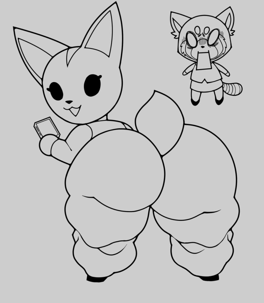 aggressive_retsuko aggretsuko anthro fat_ass fenneko flat_chest flat_chested hypercawk sanrio straight_hair