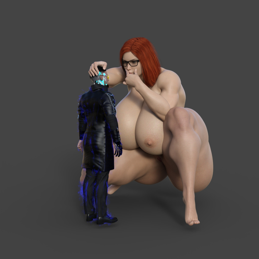 1girls 1male 3d barefoot big_ass big_breasts big_butt clothed clothed_male_nude_female clothing completely_nude daz3d daz_studio dzcelestial3d feet female female_only flexing giantess glasses human hyper hyper_muscles larger_female light-skinned_female lips mini_giantess muscular muscular_female nerdy_female nikki_(nikitaendless) no_background red_hair size_difference