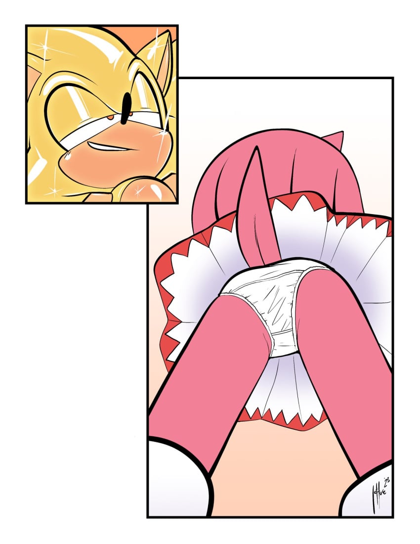 1boy 1boy1girl 1girls amy_rose ass consensual female fur lettuce_(artist) looking_at_ass looking_at_pussy looking_at_underwear looking_up male male/female panties qqlettuce sega sexual_consent skirt smile sonic_(series) sonic_the_hedgehog sonic_the_hedgehog_(series) super_sonic tagme tail underwear upskirt url