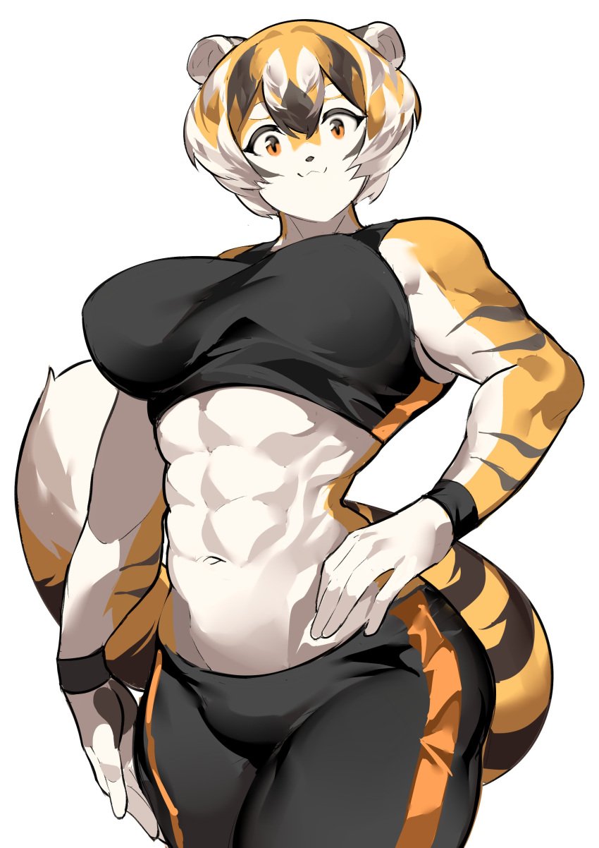 1girls amber_eyes anthro big_breasts breasts female mx99926 solo solo_female thick_thighs tiger tiger_girl wide_hips