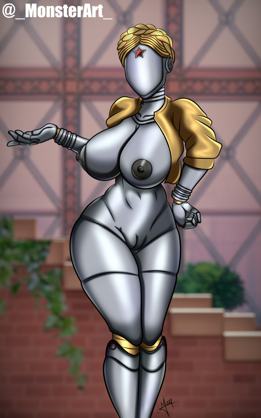 2023 areolae atomic_heart big_breasts blonde_hair bolero breasts busty faceless faceless_character faceless_female female female_focus female_only female_robot gold_jacket grey_body gynoid hourglass_figure large_breasts left_(atomic_heart) long_hair metallic_body monsterart nipples nude nude_female nudity pinup pinup_pose pussy robot robot_girl robot_humanoid sleeves_rolled_up standing tagme the_twins_(atomic_heart) thick_thighs tied_hair vagina wide_hips