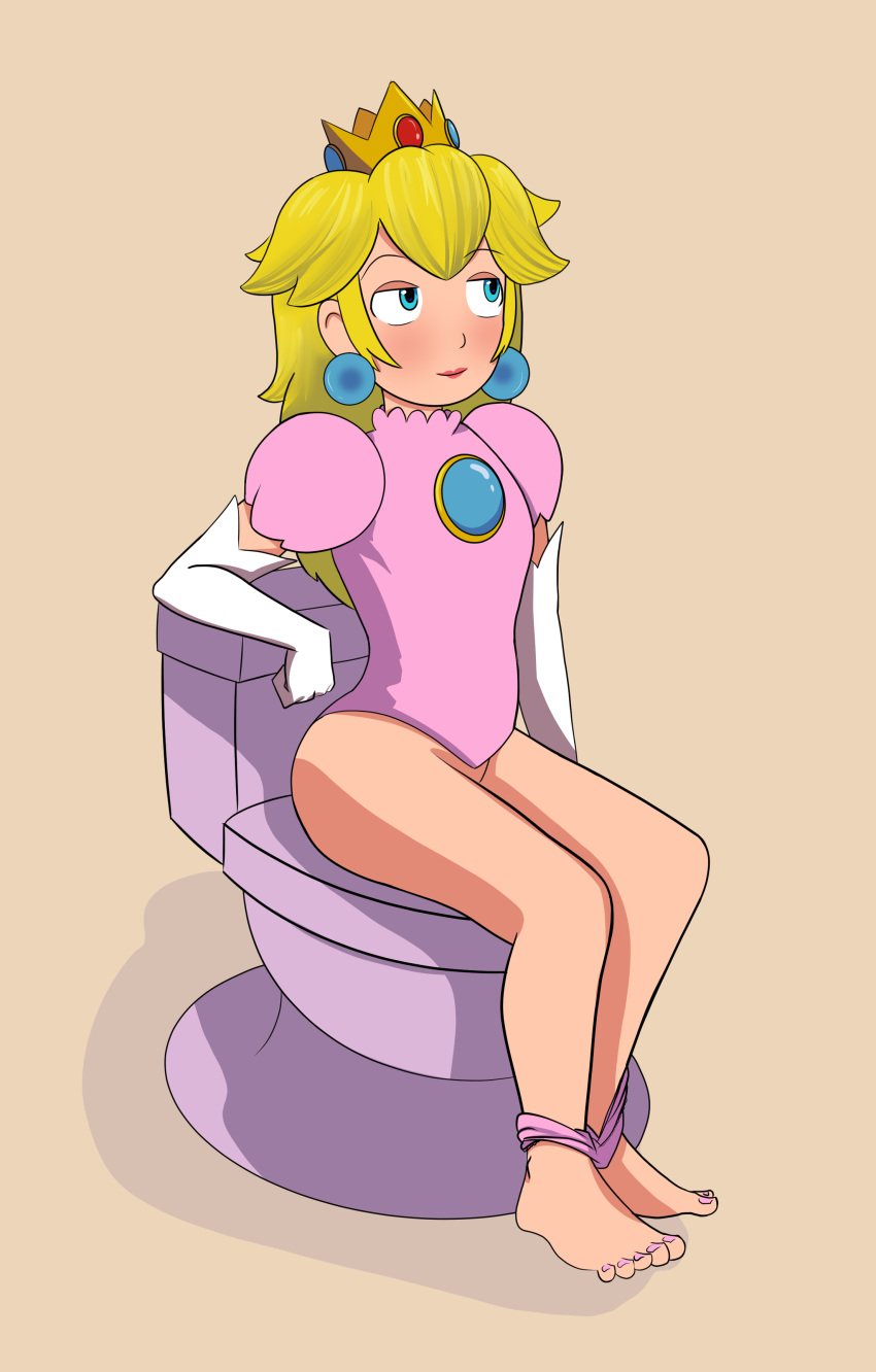 1girls anonymous_artist ass barefoot beige_background big_ass blonde_hair blue_eyes blushing clothing feet female female_only full_body implied_scat light_skin light_skinned_female mario_(series) nintendo on_toilet panties panties_down panty_pull partially_clothed pink_panties princess_peach sat_on simple_background sitting smile solo thighs toilet toilet_bowl toilet_seat toilet_use