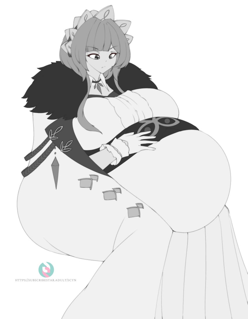 1girls annoyed annoyed_expression bbw belly belly_bulge big_belly big_belly_bulge big_breasts breasts commission digestion doll doll_girl genshin_impact hand_on_belly looking_at_belly looking_down oral_vore plump post_digestion post_vore same_size_vore sandrone_(genshin_impact) scyn soft_vore uncaring vore vore_belly weight_gain