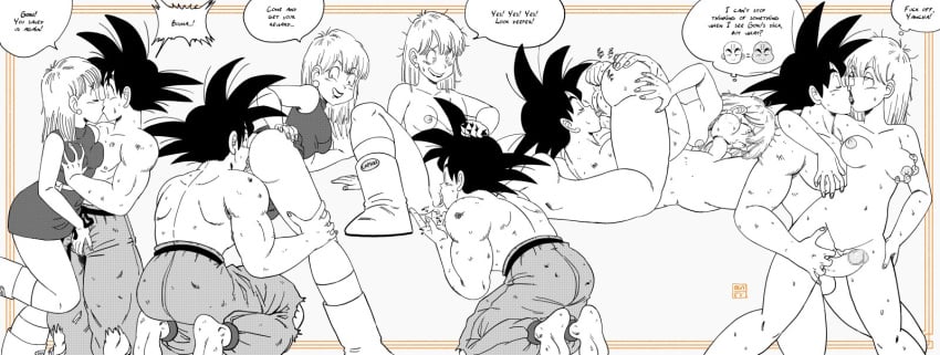 ass big_penis black_and_white bulma_briefs cheating_girlfriend cute_expression cute_face dragon_ball dragon_ball_(classic) eating_pussy eyes_rolling_back grabbing_breasts kissing kissing_while_penetrated licking_pussy love lovers oca romantic romantic_couple sex son_goku teenager