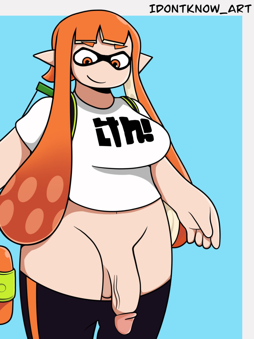 1futa animal_humanoid anthro balls big_breasts big_penis bottomless breasts cephalopod cephalopod_humanoid clothed clothing flaccid futa_only futanari humanoid humanoid_penis idontknow_art inkling inkling_girl kaori_(splatoon) light-skinned_futanari light_skin mask_(marking) nintendo orange_eyes partially_clothed penis pointy_ears pseudo_hair solo solo_futa source_request splatoon splatoon_(series) splattershot squid standing tentacle tentacle_hair