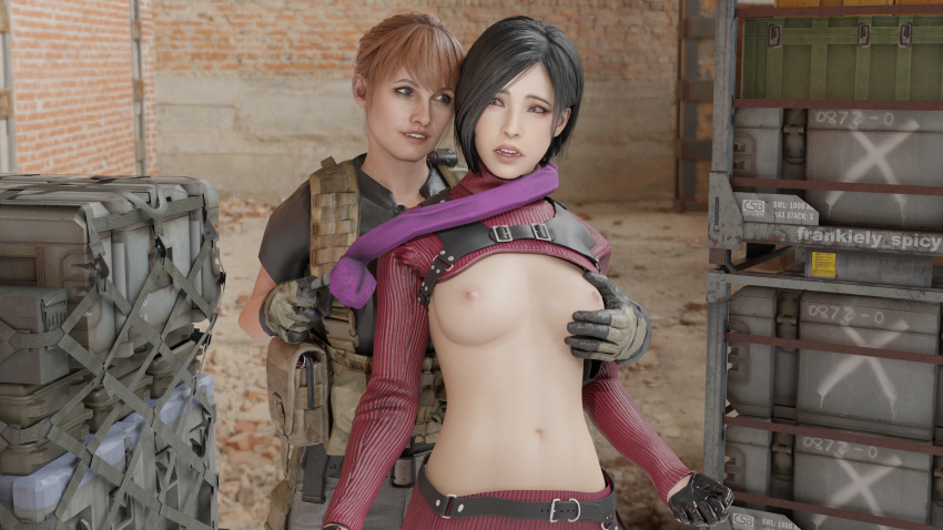 2girls 3d ada_wong ada_wong_(adriana) asian asian_female black_hair blender blue_eyes bob_cut breast_grab breasts breasts_out brown_eyes call_of_duty call_of_duty_black_ops_cold_war capcom captured chinese choke_hold dildo eastern_and_western_character female female_focus female_only frankiely_spicy ginger ginger_hair indoors inside leather_gloves military orange_hair penetrable_sex_toy resident_evil resident_evil_2 resident_evil_2_remake resident_evil_4 resident_evil_4_remake russian russian_girl sex_toy skirt smile smiling smiling_at_partner soviet tactical_nudity touching_breast turtleneck yirina_portnova yuri