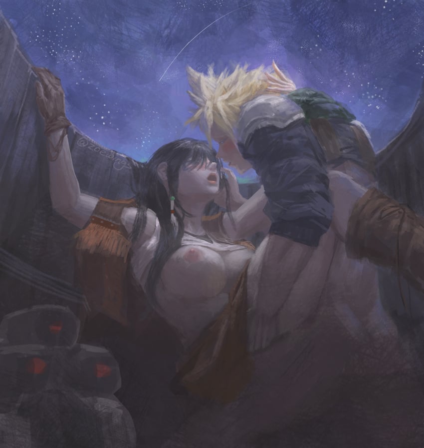 1boy 1girls cloud cloud_strife final_fantasy final_fantasy_vii sex square_enix tagme tifa_lockhart zoewingsz