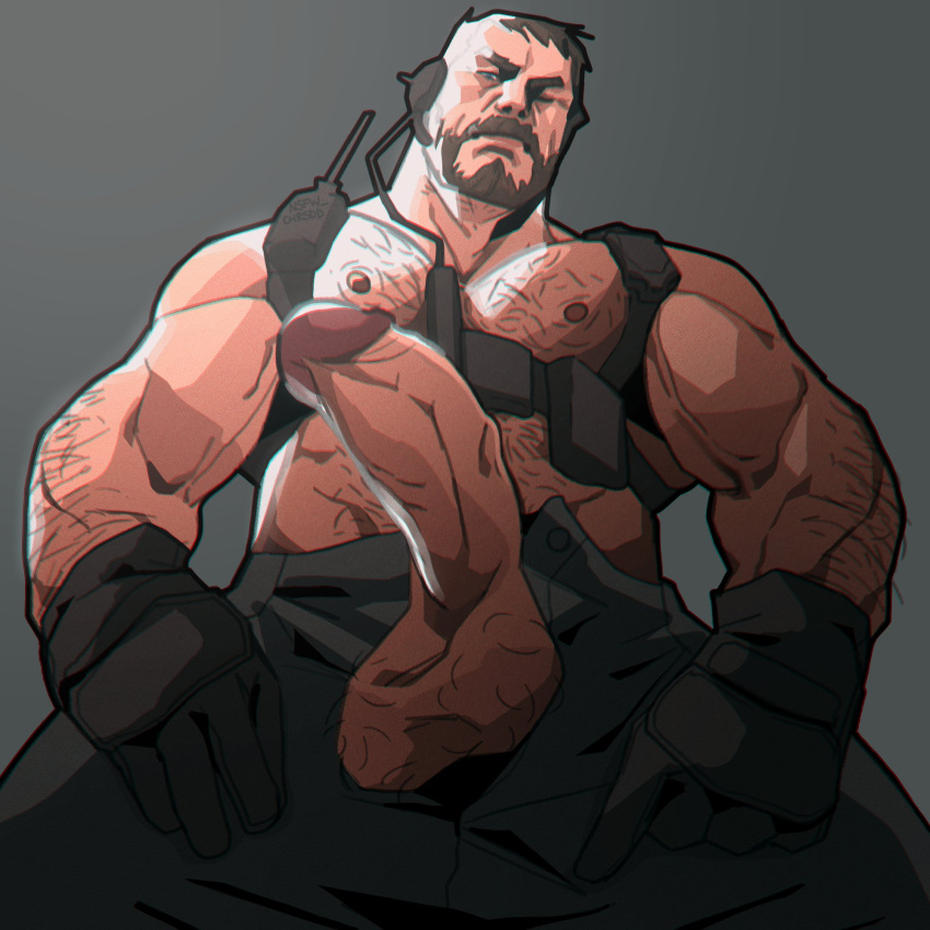 1boy 2021 abs balls bara barazoku beard biceps big_balls big_penis capcom chris_redfield chris_sdd clothing erection facial_hair gay hairy hairy_arms hairy_chest hi_res highres huge_cock looking_at_viewer male male_focus male_only male_pubic_hair manly muscles muscular muscular_arms muscular_male nipples nsfw_chrsdd penis resident_evil resident_evil_8:_village solo solo_male vein veiny_penis