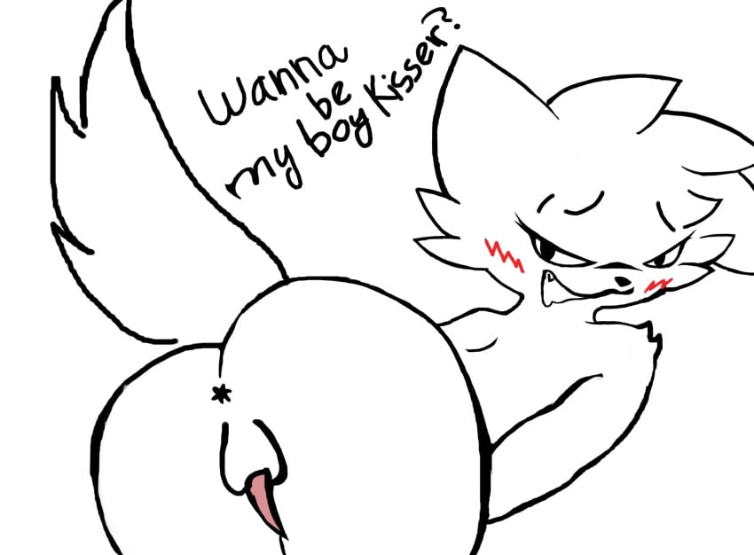 anthro anus ass boykisser boykisser_(meme) domestic_cat english_text felid feline felis fur genitals girly hi_res male mammal nude penis presenting presenting_anus silly_cat_(mauzymice) solo solo_male tail unknown_artist white_body white_fur