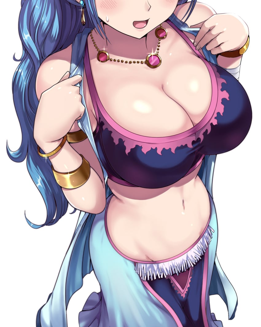 1girls alabasta belly_dancer belly_dancer_outfit blue_hair breasts cleavage eyes_out_of_frame female female_only fit_female harem_girl harem_outfit kasai_shin large_breasts light-skinned_female long_hair nefertari_vivi one_piece royalty skirt slim_waist solo teenage_girl teenager voluptuous wide_hips