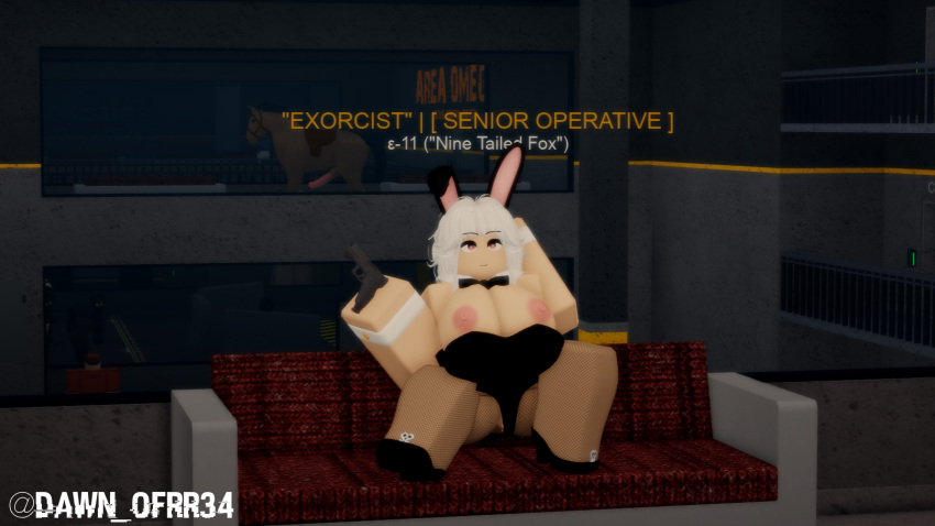 1girls 3d area_omega bodysuit dawn_ofeva dawn_ofrr34 gun posing roblox roblox_avatar scp_foundation tagme white_hair