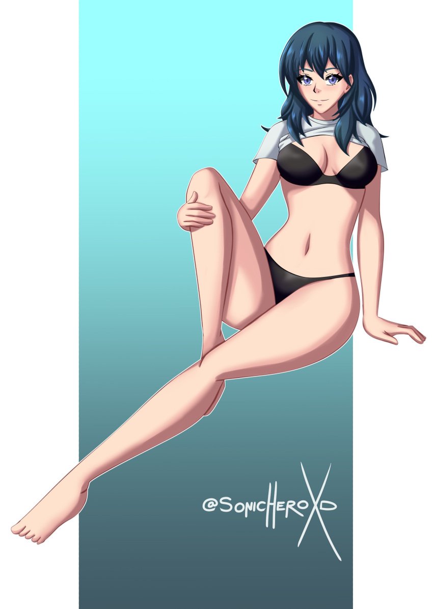 blue_hair breasts byleth_(fire_emblem) byleth_(fire_emblem)_(female) female female_only fire_emblem fire_emblem:_three_houses looking_at_viewer nintendo solo sonicheroxd