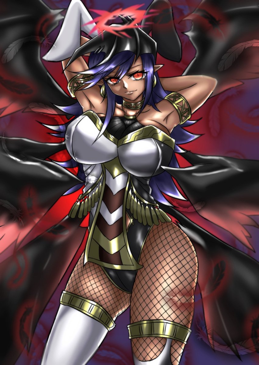 1girls angel bunnysuit dark-skinned_female dark_skin darklord_ixchel duel_monster wings yu-gi-oh!