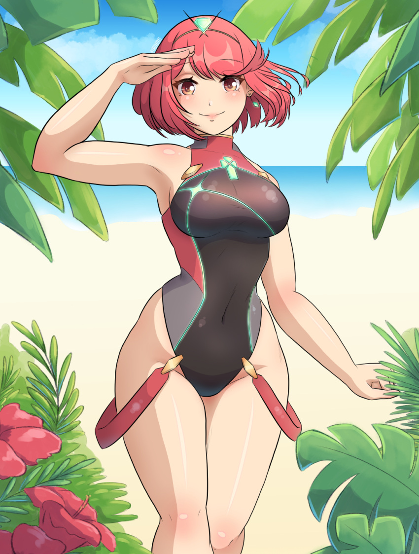 1girls alternate_costume armpits core_crystal female female_only nintendo pyra solo swimsuit tagme xenoblade_(series) xenoblade_chronicles_2 yaizaberry