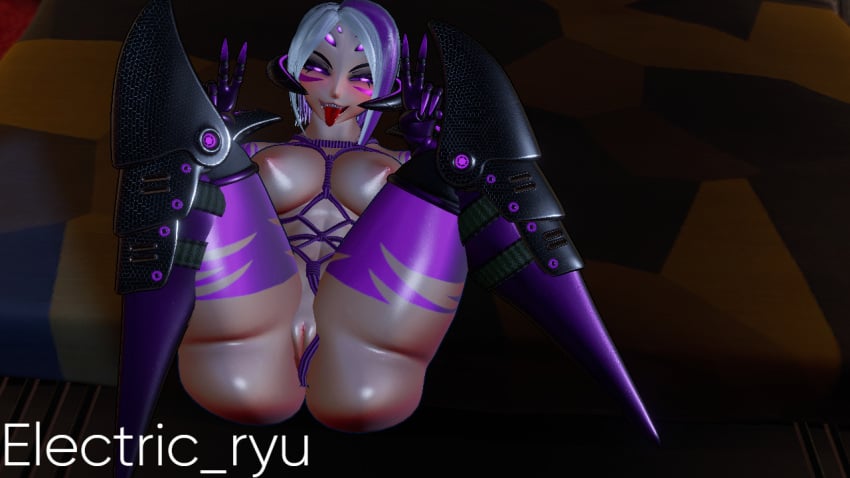big_ass big_breasts bondage electric_ryu female mask mecha_girl short_hair spider_legs vrchat vrchat_avatar