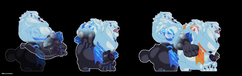 anal anal_sex animated anthro barazoku bear big_muscles big_penis bodily_fluids clothing cum cum_in_ass cum_inside deity digital_media_(artwork) doggy_style feet from_behind_position genital_fluids genitals huge_cock huge_muscles humanoid_genitalia league_of_legends legwear loop male male/male mammal moobs morinetsu muscular muscular_anthro muscular_male nipples penetration penis pixel_(artwork) riot_games sex short_playtime tail tail_motion tencent thigh_highs translucent ursine volibear