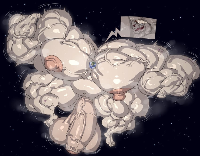 1boy biceps big_muscles big_penis daddy dolphin_humanoid earth flaccid glenn_dolphman hyper hyper_muscles hyper_pecs hyper_penis inside_job male male_only muscular musk naked nude pecs planet planet_earth remert solo solo_male space sweat sweating what