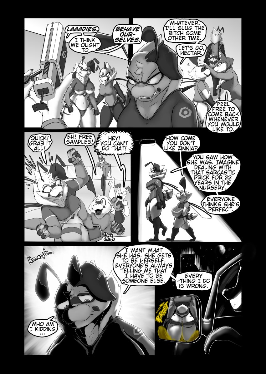 2_fingers 3_fingers 4_arms absurd_res annoyed antennae_(anatomy) anthro anus areola areola_slip arthropod ass bag barely_visible_breasts barely_visible_nipples bee black_and_white breasts business_attire business_suit businesswear canid canine canis claws clothed clothed_anthro clothed_female clothing comic container dart_gun dialogue domestic_dog english_text exhibitionism eyewear fart fart_cloud fart_fetish female fingernails fingers food fully_clothed fully_clothed_anthro fully_clothed_female glasses group heather_(soomir) hectar_(soomir) hi_res honey_(food) honey_jar husky hymenopteran insects jar male mammal monochrome multi_arm multi_limb nails night nipples nordic_sled_dog panties panties_down partially_clothed partially_clothed_anthro partially_clothed_anthro_nude_anthro partially_clothed_anthro_nude_male partially_clothed_female partially_clothed_male presenting presenting_anus presenting_hindquarters public public_nudity sad sasha_(soomir) shirt soomir speech_bubble spied_on spitz spying spying_pov stealing stinger stinger_tail street_lamp suit tail text threatening threatening_with_weapon topwear tranquilizer underwear underwear_down wings yelling zinnia_(soomir)