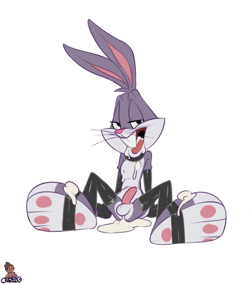 balls bondage bugs_bunny crazedg cum cum_dripping cum_in_ass cum_in_mouth cum_inside cum_on_body dripping_cum lagomorph latex looking_at_viewer looney_tunes male male_only mammal penis rabbit solo the_looney_tunes_show warner_brothers