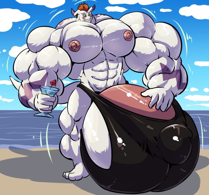 balls big_muscles bobert digimon furry gomamon huge_butt huge_muscles hyper_balls hyper_muscles large_penis male muscles muscular muscular_male penis speedo testicles