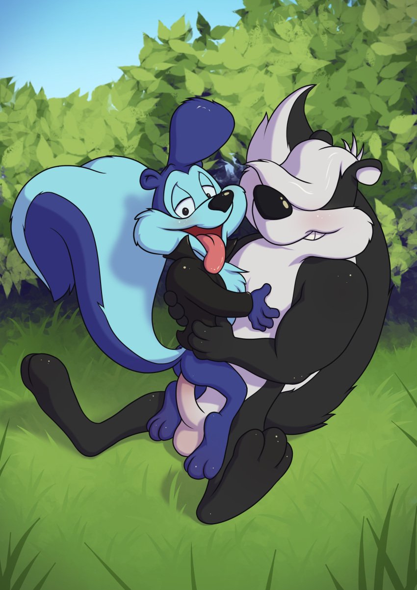 2boys anal anal_sex anthro ass balls blush gay johnny_pew looney_tunes male male/male male_only minum open_mouth penis pitu_le_pew sex skunk tiny_toon_adventures tongue tongue_out warner_brothers yaoi