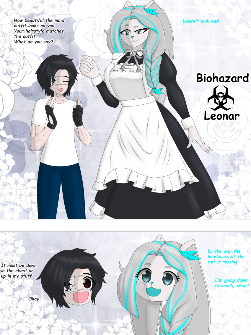 biohazardleonar bunny_girl bunnygirl furry leonar(character) maid_uniform monster_boy monster_girl thyra(bunnicottontail)