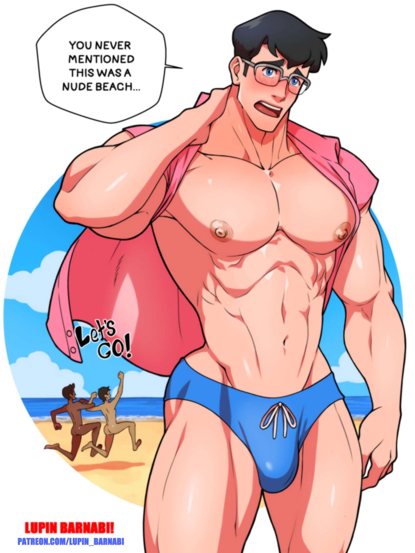 1girls 2023 2boys ass back back_view balls bara bara_tiddies bara_tits barazoku barefoot beach big_balls big_pecs big_penis black_hair blue_eyes blue_sky blue_speedo blue_underwear blush blushing breasts bulge casual clark_kent clark_kent_(my_adventures_with_superman) clothed_male_nude_female clothed_male_nude_male clothing completely_nude completely_nude_female completely_nude_male dark-skinned_male dark_hair dark_skin dc dc_comics dialogue english_text eyewear female gay glasses half-erect hi_res highres himbo human human_only jimmy_olsen jimmy_olsen_(my_adventures_with_superman) light-skinned_female light-skinned_male light_skin lois_lane lois_lane_(my_adventures_with_superman) looking_at_viewer lupin_barnabi male male_focus male_nipples male_pubic_hair manboobs manly moobs muscles muscular muscular_male muscular_thighs my_adventures_with_superman nerd nerdy nerdy_male nipples nude nude_beach nude_female nude_male nudist nudist_beach ocean open_shirt pale_skin partially_retracted_foreskin pecs pectorals penis pink_shirt precum precum_drip public public_nudity running shirt short_hair shy small_waist solo solo_focus speedo standing superman superman_(series) tan-skinned_female tan_body tan_line tan_skin tanline text text_box thick_penis tiny_waist underwear water