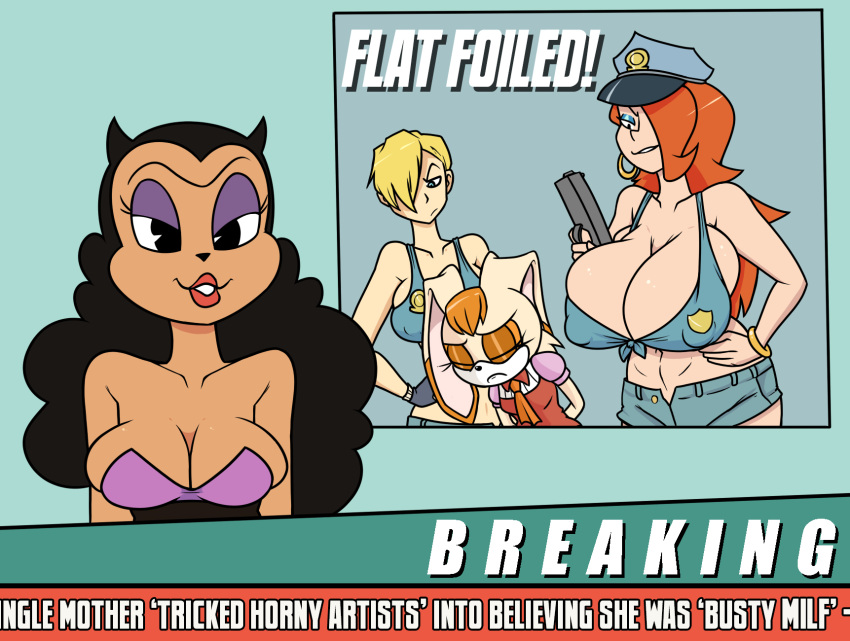 4_fingers arrest arrested breasts cleavage collie_chang huge_breasts katella katella_the_huntress madonna_garnet news news_reporter sega sonic_(series) sonic_the_hedgehog_(series) terrible_the_drawfag vanilla_the_rabbit