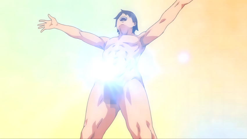 1boy big_penis censored dark_hair fit_male isekai_kita_no_de_sukebe_skill_de_zenryoku_ouka_shiyou_to_omou_the_animation male penis screencap shion_(animation_studio) wish