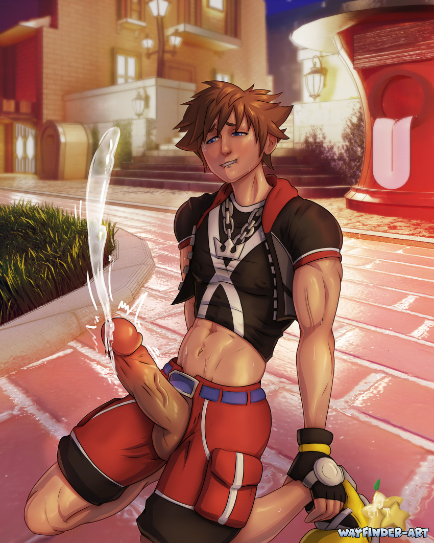 blue_eyes brown_hair cum cum_blast cumming finder_way gay hands-free kingdom_hearts lad male_only nsfw skinny sora sweat sweaty sweaty_body tight_clothing tight_fit twink wayfinder_art yaoi