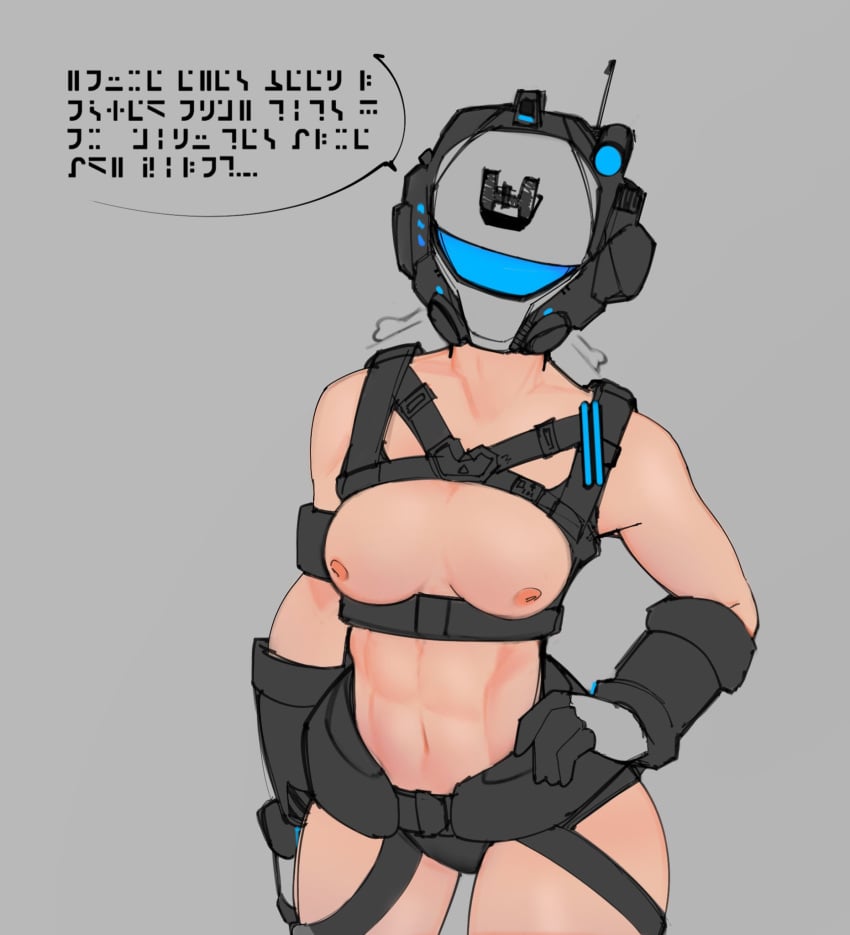 1girls breasts glactic_alphabet gloves harness muscular_female pulse_blade_pilot spl4ts titanfall titanfall_2 translation_request