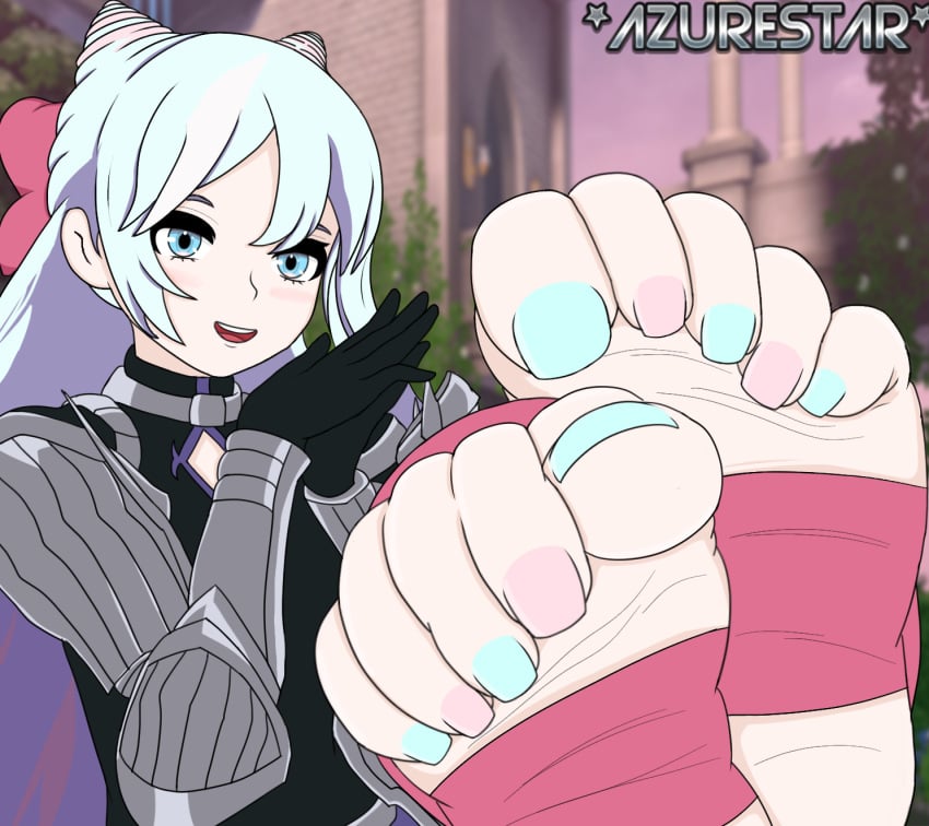 1boy armor azurestar barefoot blue_eyes bow feet feet_together feet_up femboy fire_emblem fire_emblem_engage foot_fetish foot_focus legwear male male_only multicolored_hair nail_polish nailpolish nintendo no_shoes pale_skin rosado_(fire_emblem) scrunched_toes solo solo_focus stirrup_legwear toe_curl toe_scrunch toeless_legwear toenail_polish toenails toes