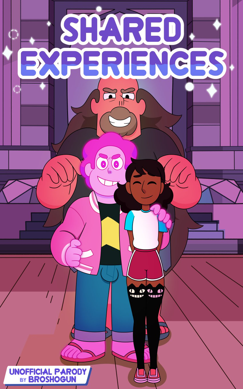 2boys1girl broshogun1 cartoon_network clothed clothing comic comic_cover comic_page connie_maheswaran greg_universe penis_bulge smiling standing steven_quartz_universe steven_universe steven_universe_future stockings