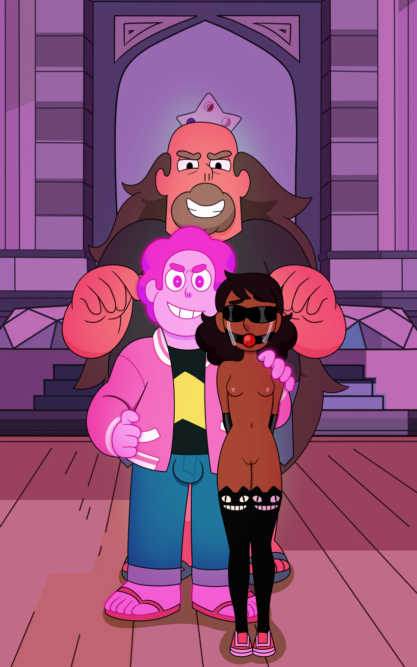 arms_behind_back arms_tied arms_tied_behind_back ball_gag blindfold bondage broshogun broshogun1 cat_thighighs clothed clothing connie_maheswaran crying female gag gagged greg_universe male penis_bulge standing steven_quartz_universe steven_universe steven_universe_future stockings stockings_only tears