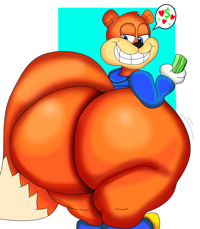 ass_focus big_ass big_butt blue_eyes conker conker's_bad_fur_day davanime15 fanart furry huge_ass huge_butt hyper_ass kdgamer015 male_only money squirrel