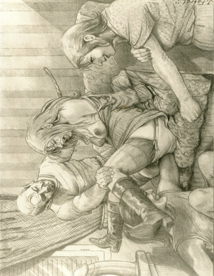 1boy 3girls anal anal_fisting angio breasts_out crying deep_anal_fisting deep_fisting dildo elbow_deep elbow_deep_anal_fisting elbow_deep_fisting fisting garter_straps huge_dildo humiliation joseph_farrel knee_boots lezdom monochrome pencil_(artwork) sketch stockings tagme western_art