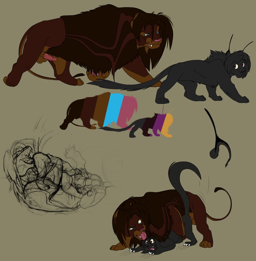 feline feral hybrid leopard leopon lion male mammal myshanti panther yaoi