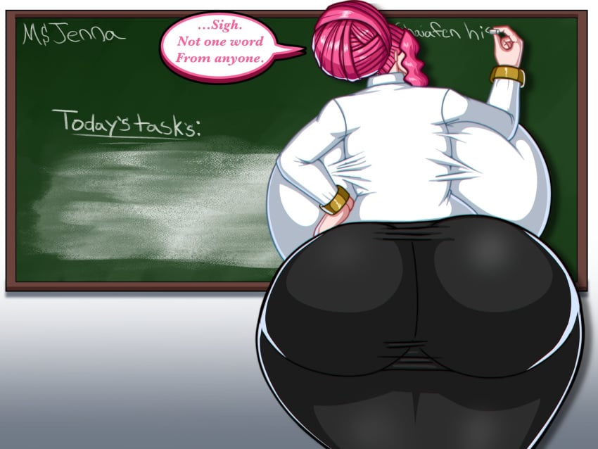 backboob big_ass big_breasts breasts_bigger_than_head classroom clothed female female_only huge_ass huge_breasts jenna omnierasis teacher