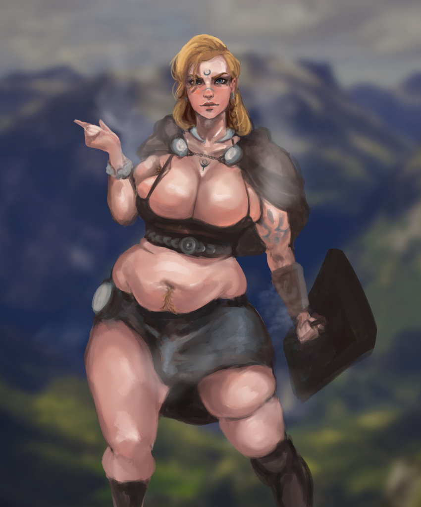 1futa armpit_hair balls belly bikini_armor blonde_hair blue_eyes breasts bulge chubby cleavage clothed clothing flaccid futa_armpit_hair futa_only futanari hairy_armpits huge_breasts human light-skinned_futanari light_skin long_hair musk nutzo nutzo_mighty partially_clothed penis penis_under_clothes pubic_hair skindentation solo standing thick_thighs underwear wide_hips